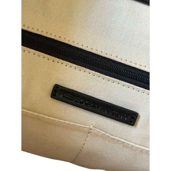 Rebecca Minkoff Woven Straw Tote Shoulder Bag Tan Blue Teal - Picture 6 of 15